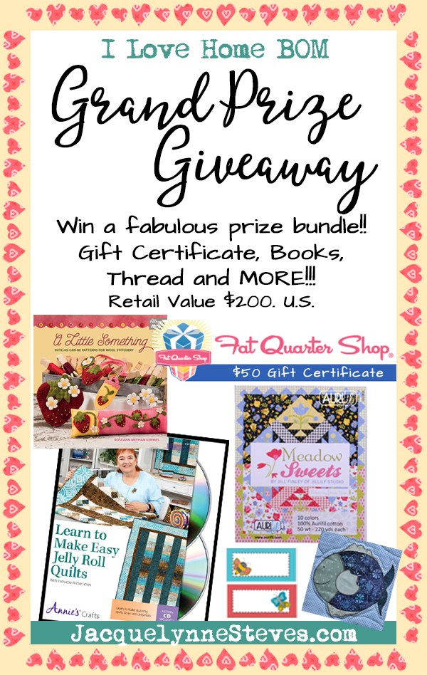 I Love Home BOM grand prize giveaway @ Jacquelynne Steves