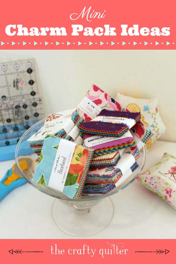 Mini Charm Pack Ideas to use up those pre-cut 2 1/2" squares - from Julie @ The Crafty Quilter