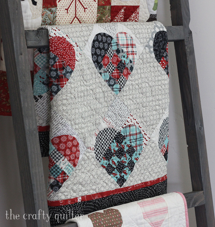 Woven Heart Quilt designed and made by Julie Cefalu @ The Crafty Quilter