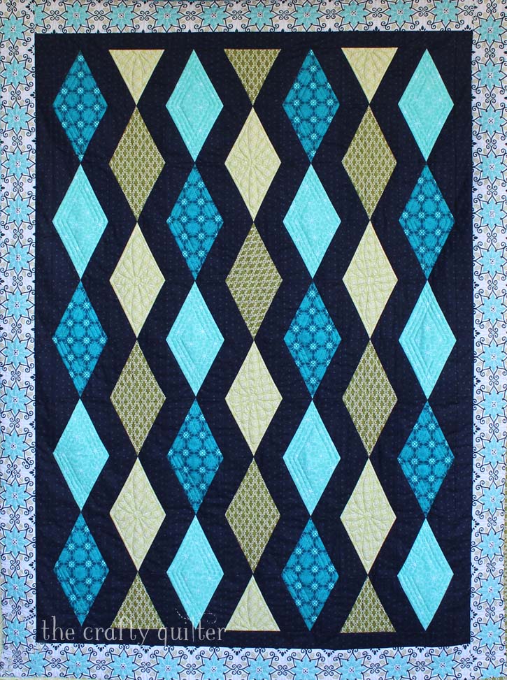 Diamond Twilight Quilt designed and made by Julie Cefalu of The Crafty Quilter Designs for Shelley Cavanna's Gloaming Fabric Blog Hop hosted by Benartex Fabric