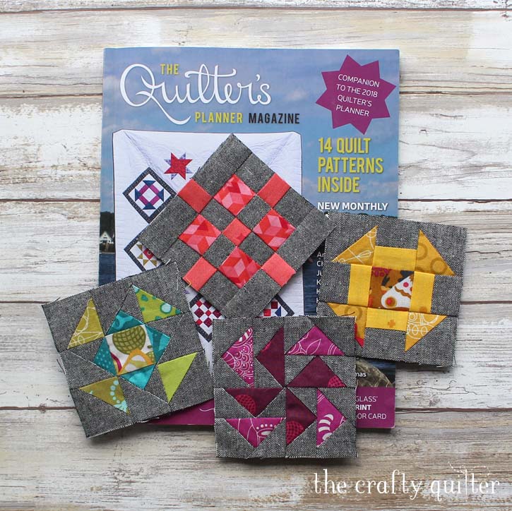6" quilt blocks from the Quilter's Planner Sew Along. Made by Julie Cefalu, designed by Cheryl Brickey.