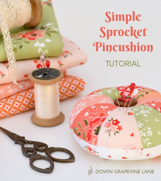 Simple Sprocket Pincushion by Sedef @ Down Grapevine Lane for Diary of a Quilter