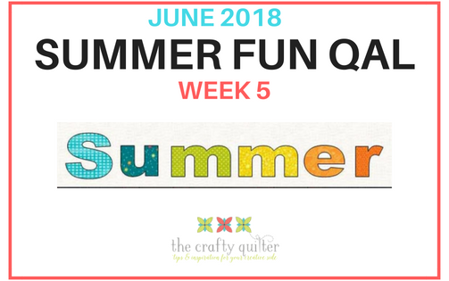 The Summer Fun Quilt Along @ The Crafty Quilter creates a bright and happy wall hanging that measures 30" x 32". Week 5 instructions include the SUMMER applique section and finishing instructions.