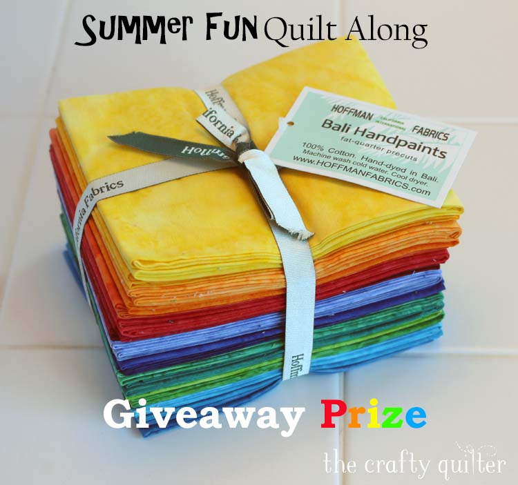 Summer Fun QAL Giveaway Prizes @ The Crafty Quilter.  Begins July 6, 2018 via Linky tool