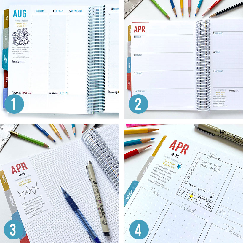 The Quilter's Planner has four different layouts to choose from.