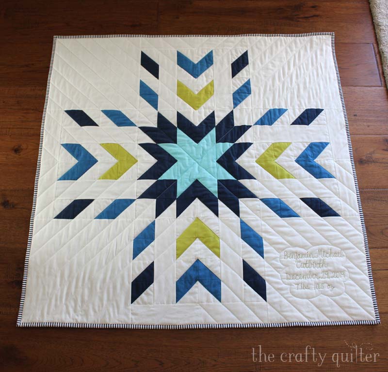 Benjamin's baby quilt demonstrates how radial quilting lines can really add drama to a quilt.