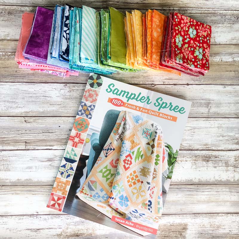 Sampler Spree fun with a rainbow of fabric squares - The Crafty