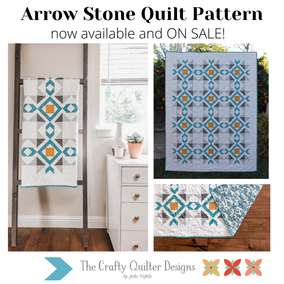 The Arrow Stone Quilt Pattern designed by Julie Cefalu @ The Crafty Quilter 