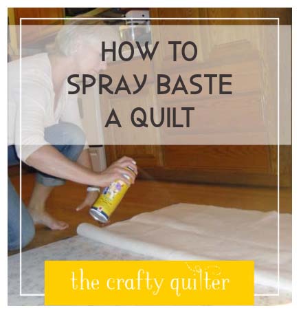 How to spray baste a quilt by Julie Cefalu at The Crafty Quilter.  Includes a video of the process and FAQ's.