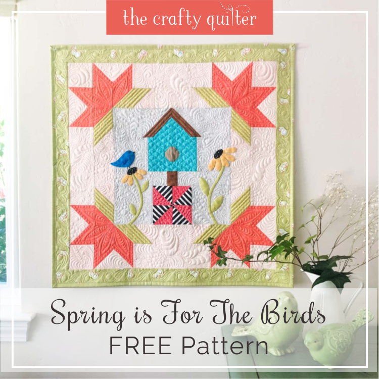 "Spring Is For The Birds" is a Free Spring Mini Quilt Pattern designed by Julie Cefalu from the Crafty Quilter!