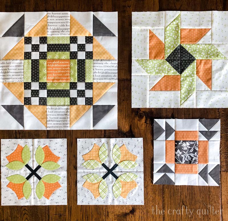 Halloween Figs Sampler blocks made by Julie Cefalu.  Pattern by Fig Tree Quilts.