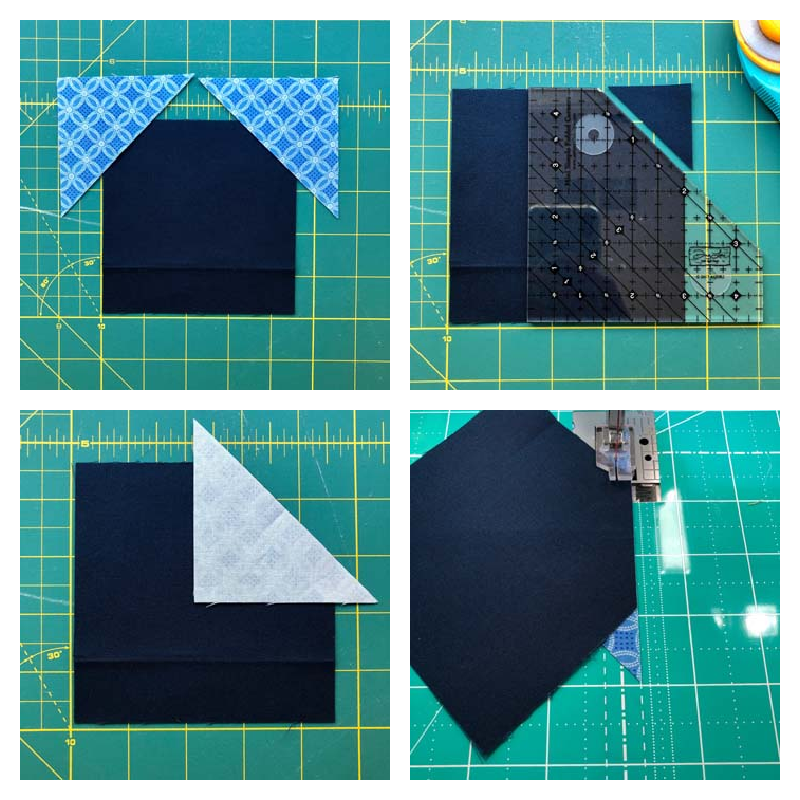 Steps on how to use the Simple Folded Corners Ruler with the oversized method @ The Crafty Quilter