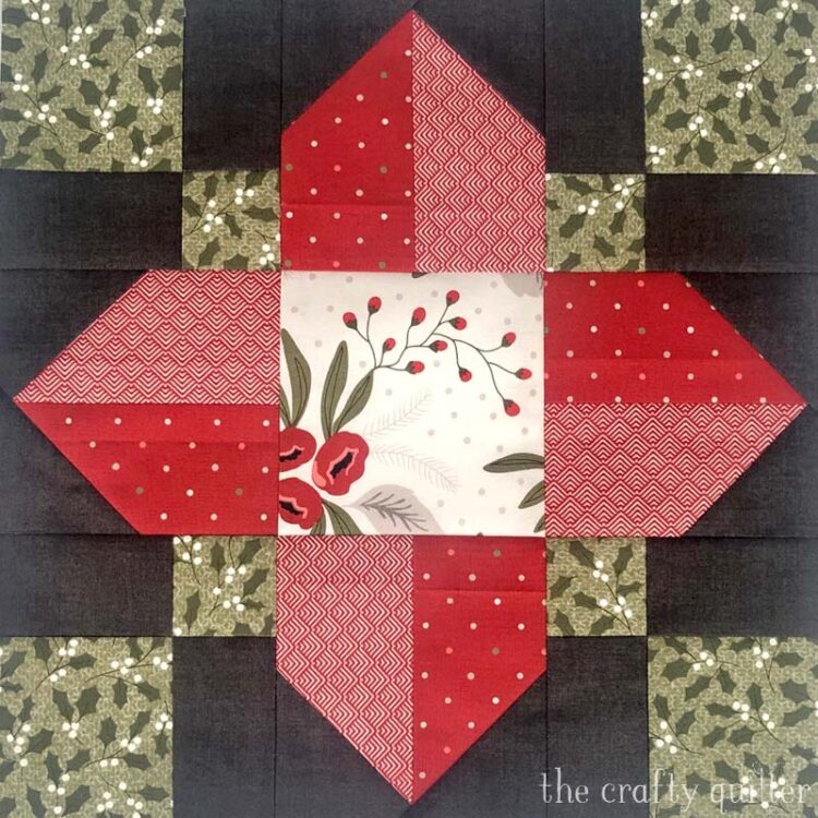 Vinca Quilt Block Tutorial @ The Crafty Quilter.  This is a 12" finished quilt block and easy to make!