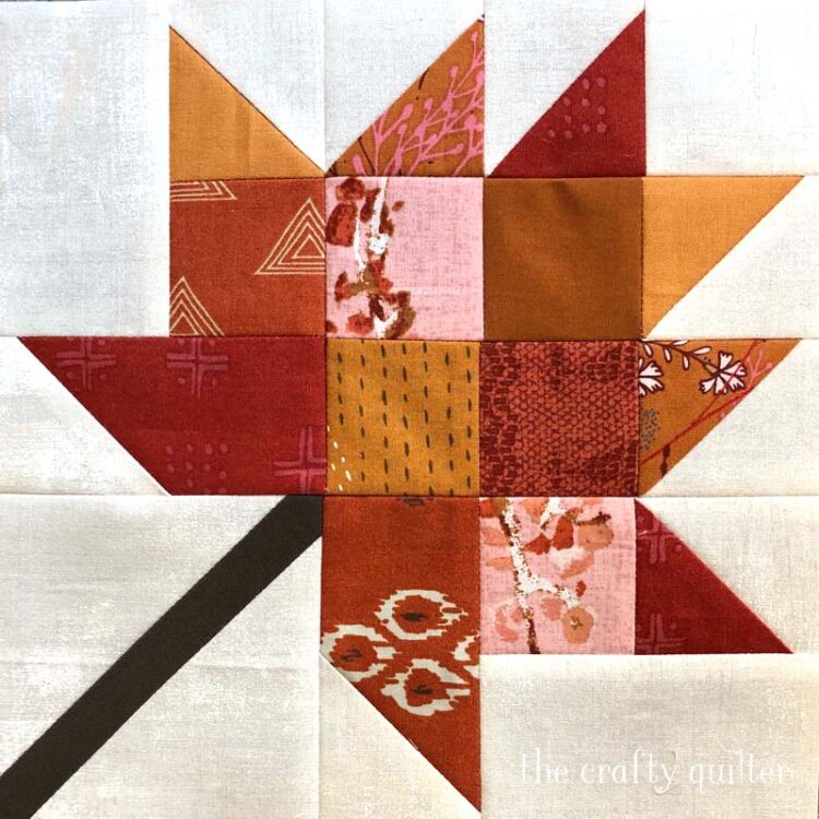 Scrappy Leaf Block by Julie @ The Crafty Quilter.  Tutorial coming soon!
