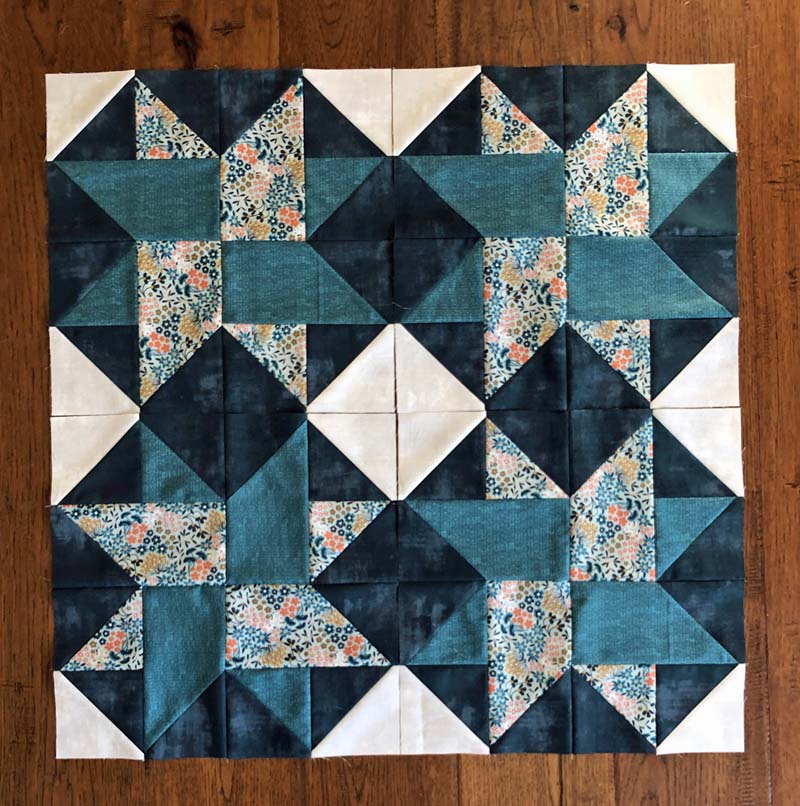 Origami Block made by Julie Cefalu @ The Crafty Quilter.  Fabric is from the Nutmeg Collection by Basic Grey for Moda Fabrics.