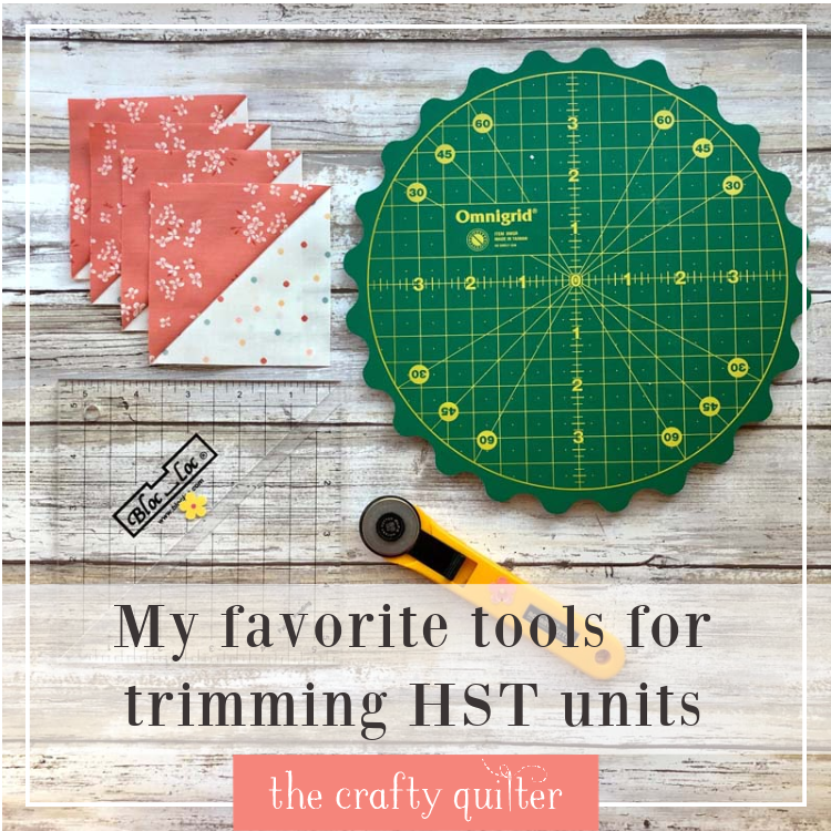 Trimming Half Square Triangles (HSTs) with Slotted Trimmer Ruler 