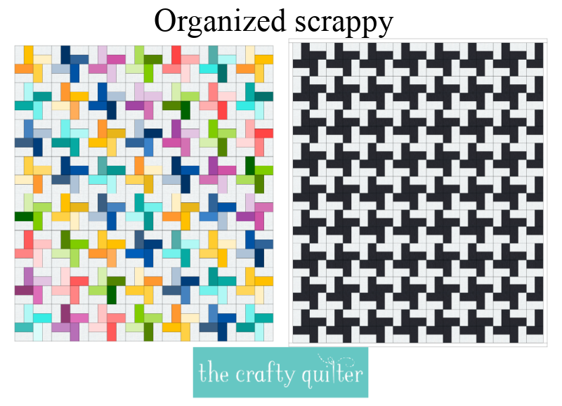 Leaders and enders can be made into an organized scrappy quilt. Full plan details @ The Crafty Quilter