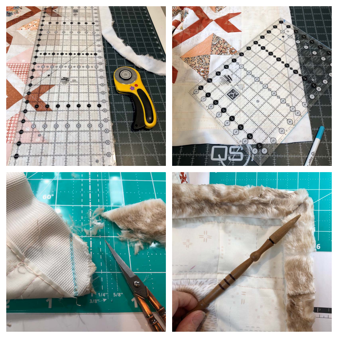 Steps for using Cuddle minky to self-bind a quilt at The Crafty Quilter.