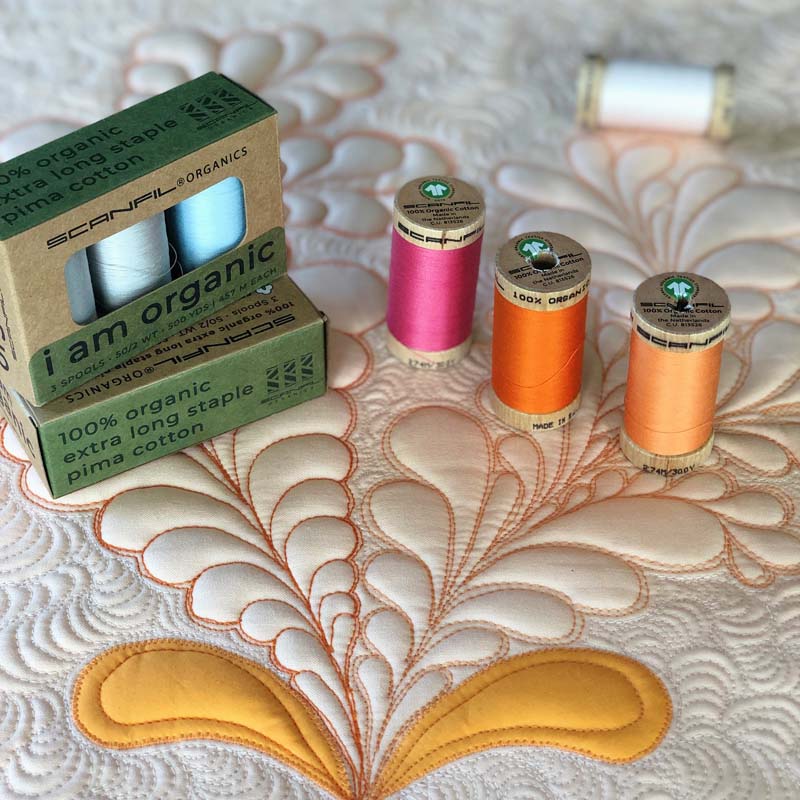Scanfil Organic Thread review includes 50/2 WT and 30/2 WT cotton threads.  Perfect for quilting and sewing!