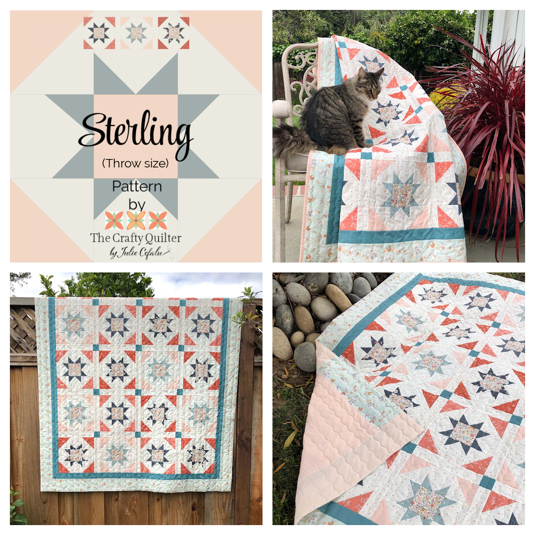Sterling Quilt made and designed by Julie Cefalu @ The Crafty Quilter.  Fabric is from the Gayle Loraine collection from Art Gallery Fabrics.