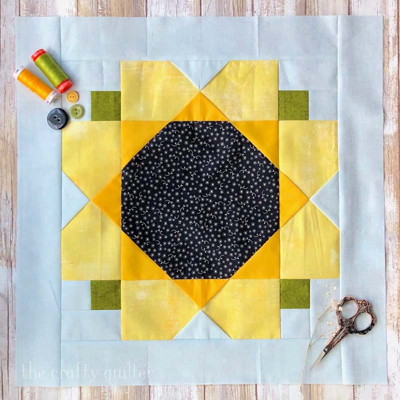 This Garden Sunflower Quilt block is a free PDF available at The Crafty Quilter. So cute and easy to make!