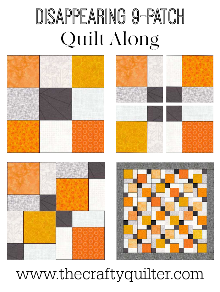 Summer quilting ideas include this Disappearing 9-patch quilt along from The Crafty Quilter