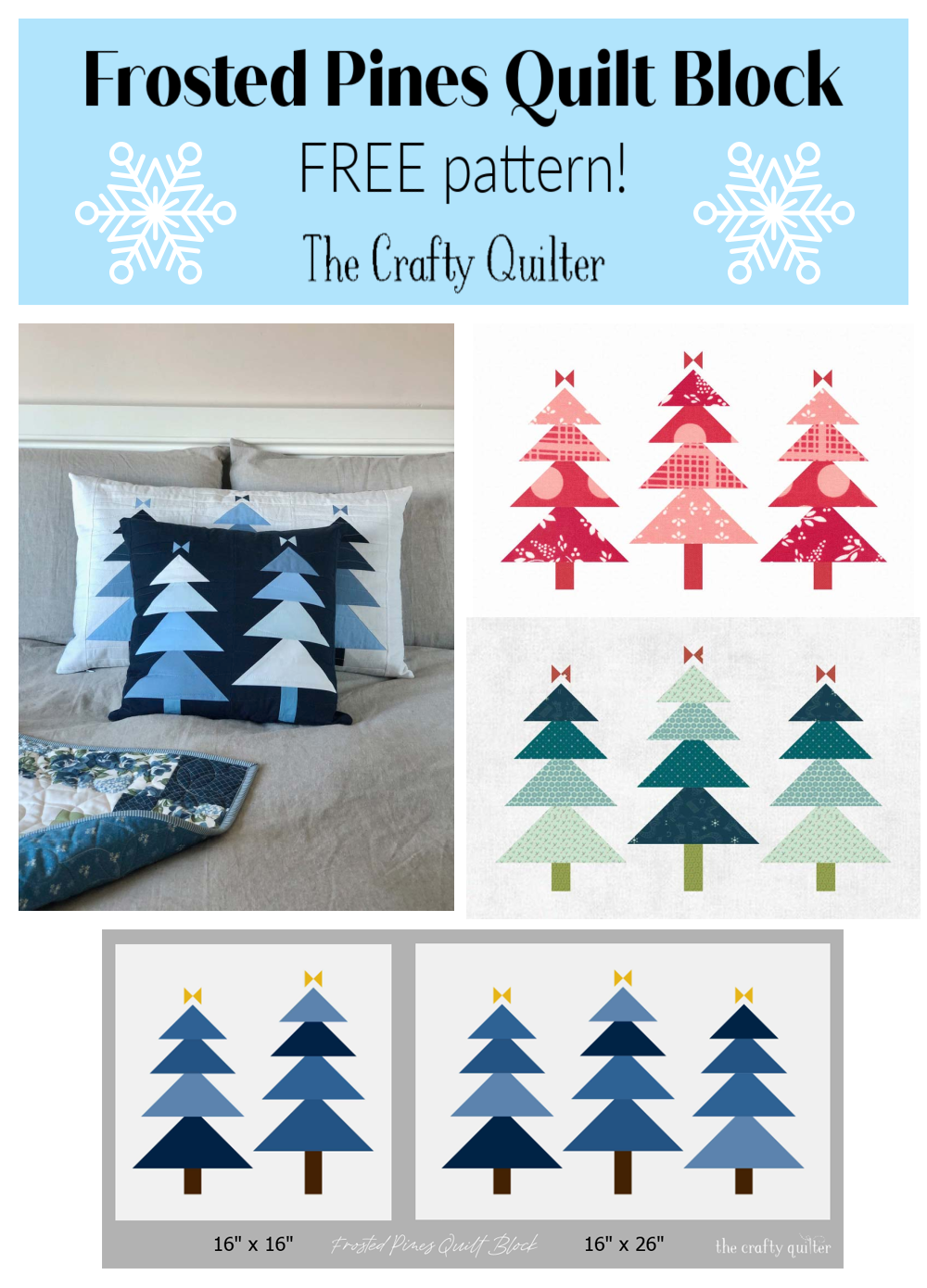 Frosted Pines Quilt Block is free to download at The Crafty Quilter!