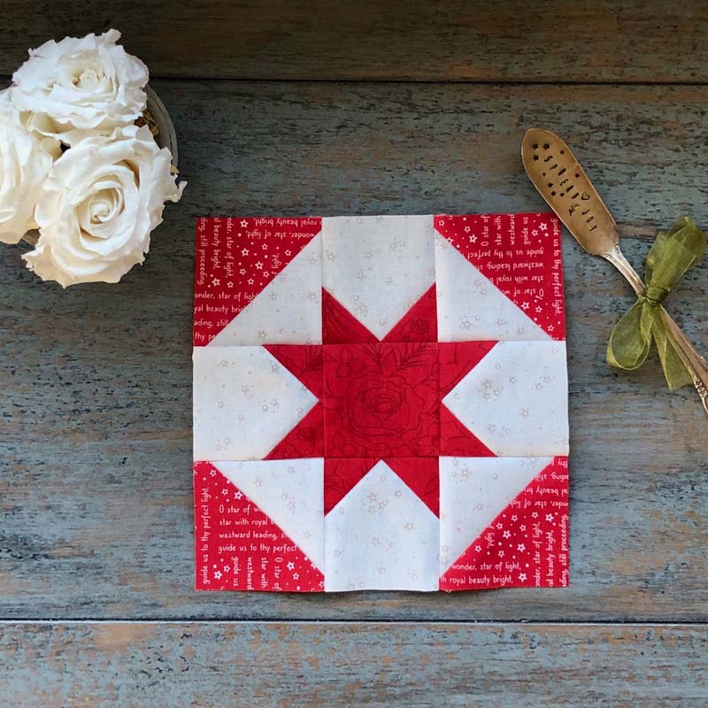 Dandy Star Block made by Julie Cefalu for the Piece & Quilt Sampler QAL. Instructions from the book, Celebrate With Quilts, by Susan Ache and Lissa Alexander.