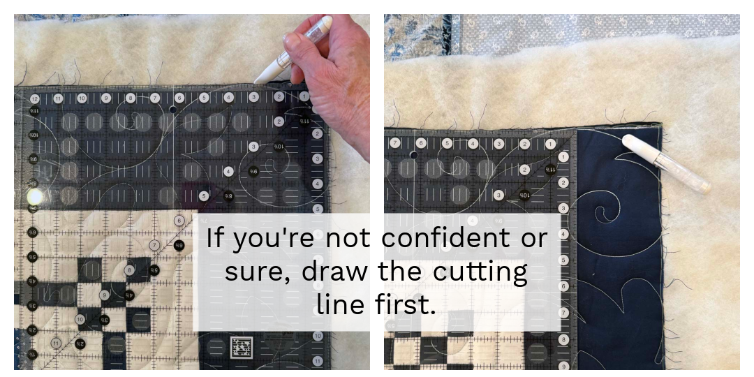 If you're not sure or confident about trimming the corner, draw a cutting line first.
