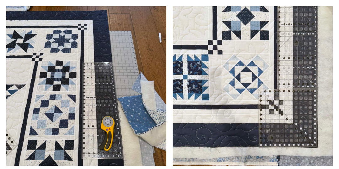 Continue trimming around the quilt.