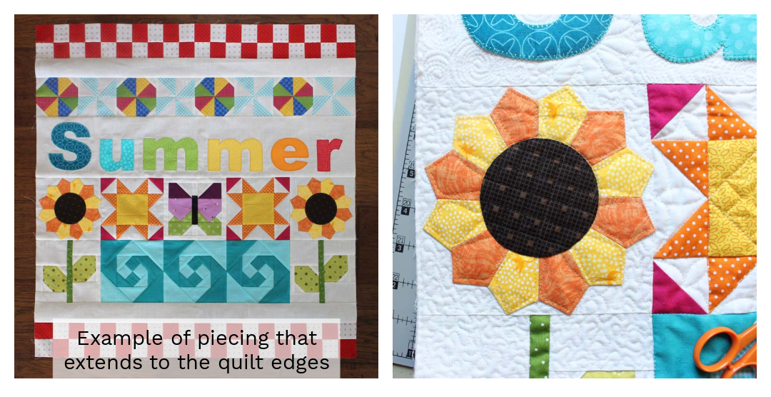 Example of a quilt top that has piecing that extends to the edge of the quilt.