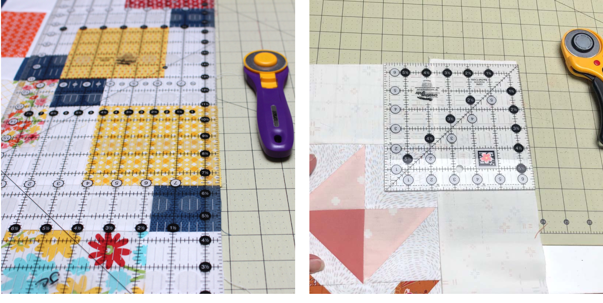 Square up a quilt before adding borders and after borders can help keep it square in the end.