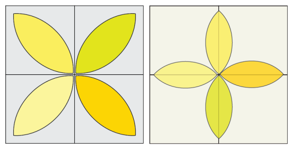 Comparison of two types of orange peel layouts.