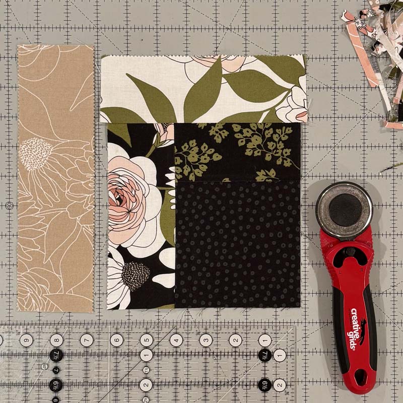 Trimming up the quilt block as sew each round.