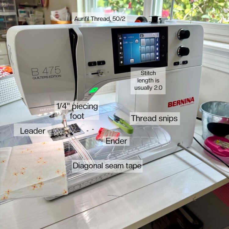 How my Bernina 475QE is set up for piecing in quilting