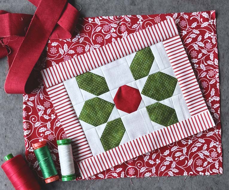 Holly Day Mug Rug top finished