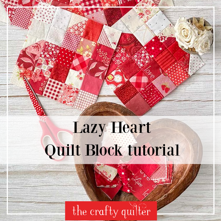 Lazy heart quilt block tutorial