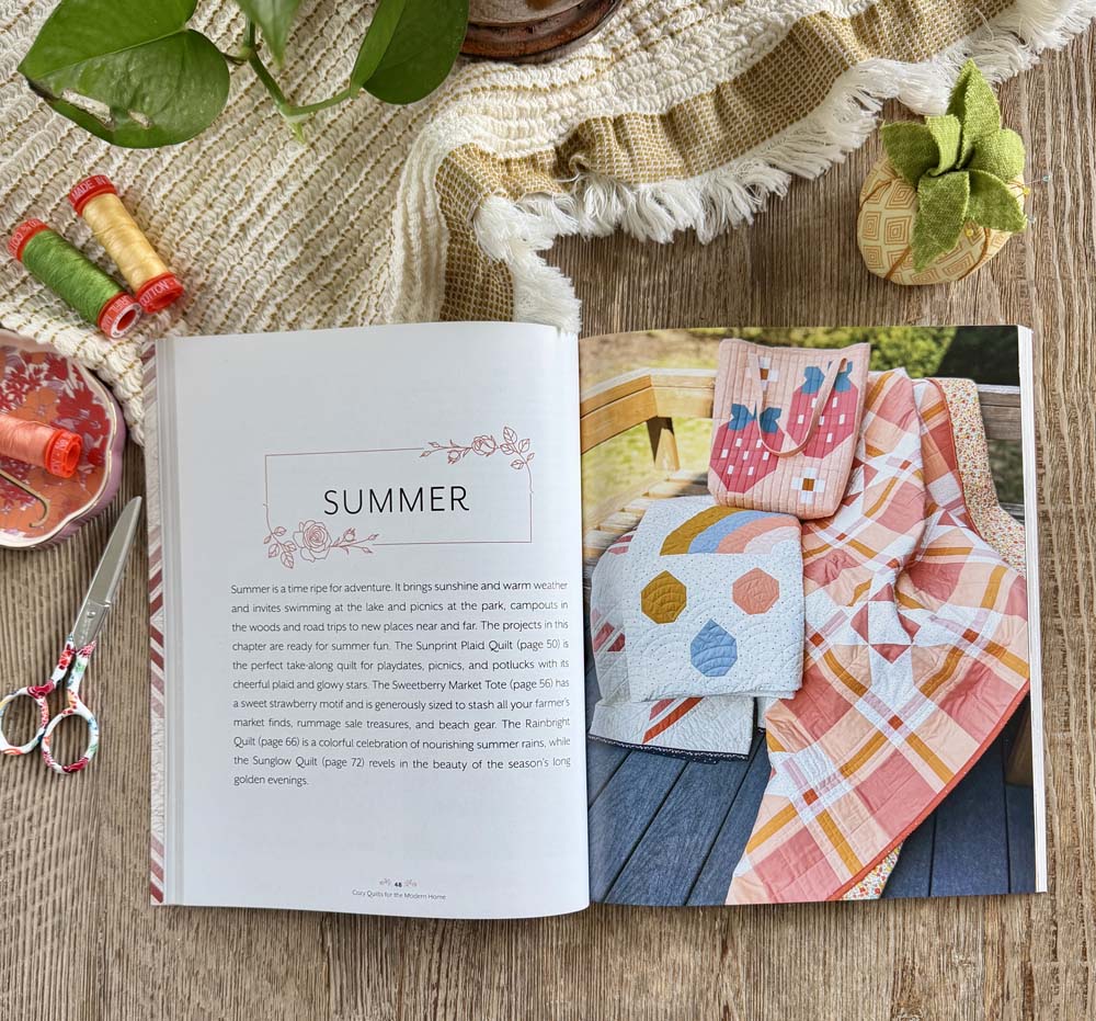 Book open to the Summer section which shoes the projects included.