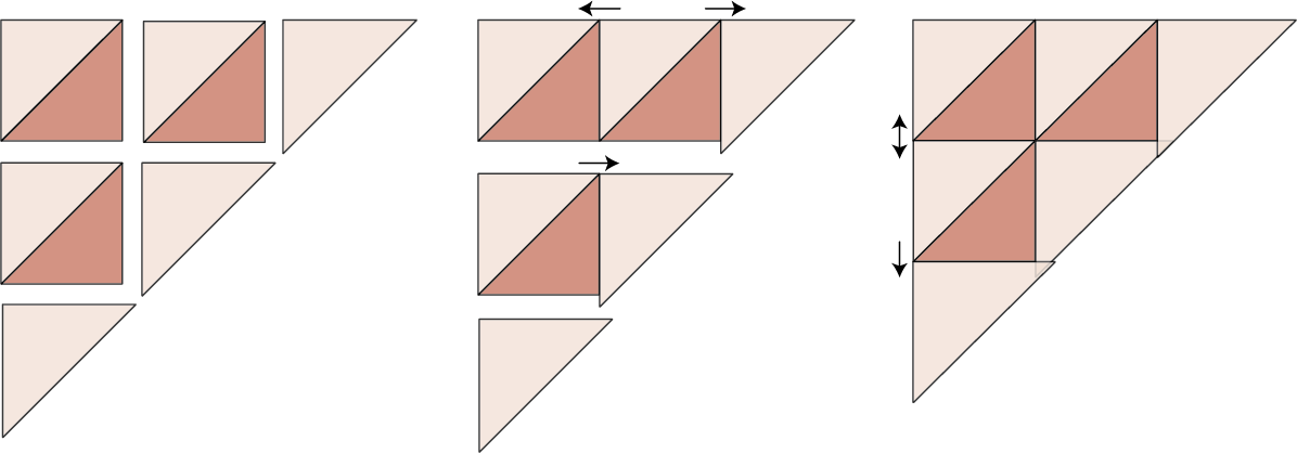 Steps to make pieced triangle section