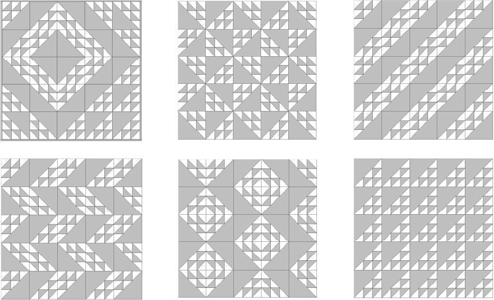 Quilt layout options using the Birds In The Air quilt block.